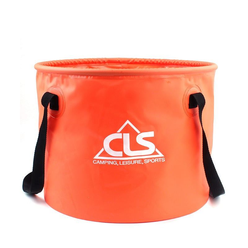 New Outdoor Folding Double Layer Bucket with Drain Basket for Washing Vegetables and Dishes, Great for Camping and Fishing. Includes Telescopic Fishing Bucket and Gear Bag.