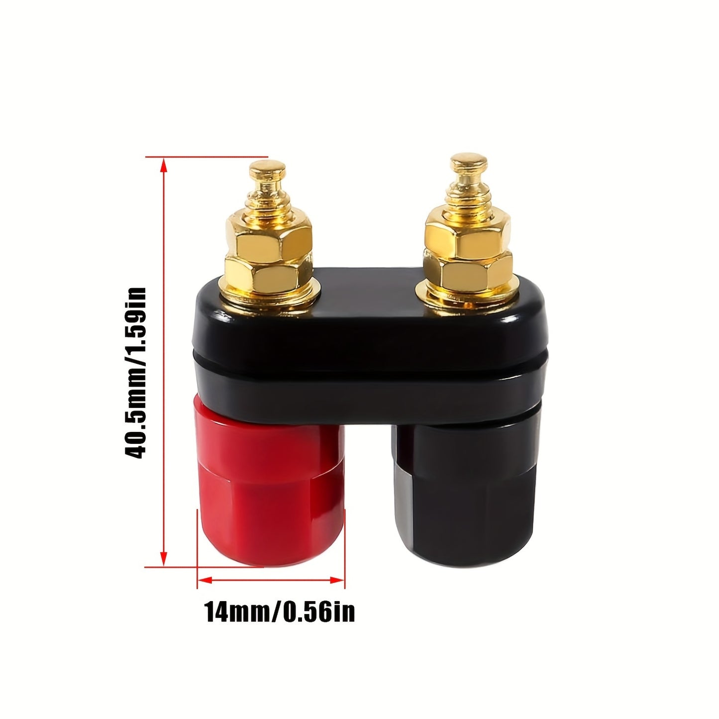 Two 4MM Copper Banana Plug Jacks for Video Speakers, Black & Red, Alloy Material, ≤36V Operating Voltage.