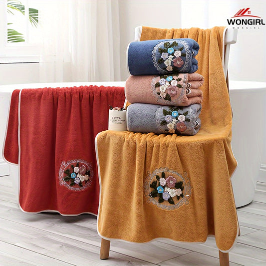 WONGIRL Coral Fleece Towel Set: 2pcs, Ultra-Soft, Quick-Dry, Absorbent, Skin-Friendly, Ideal for Home Bathrooms