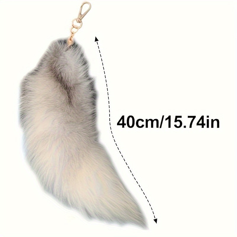 Oversized Artificial Fox Tail Keychain made from Plush Material, Simulated Modeling, Animal-Inspired Design, Decorative Keychain for Handbags & Performance Props