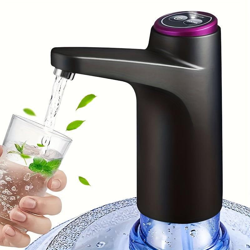 Electric water bottle pump for 5.68-18.93 L jugs, rechargeable via USB, suitable for home, office, and dorm use.