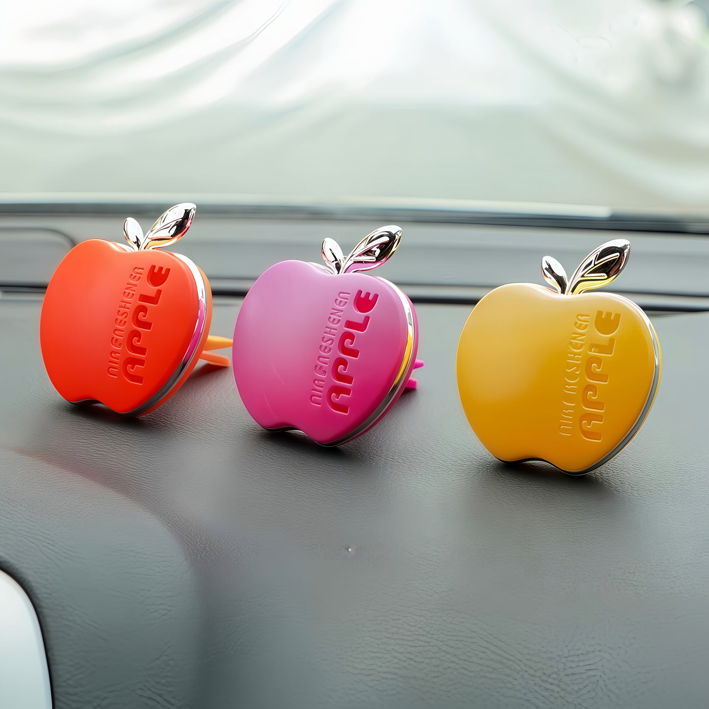 AAZRZR Apple-Shaped Car Air Freshener - Vibrant Multi-Color Scent Diffuser, Cute and Functional Auto Accessory, Alcohol-Free