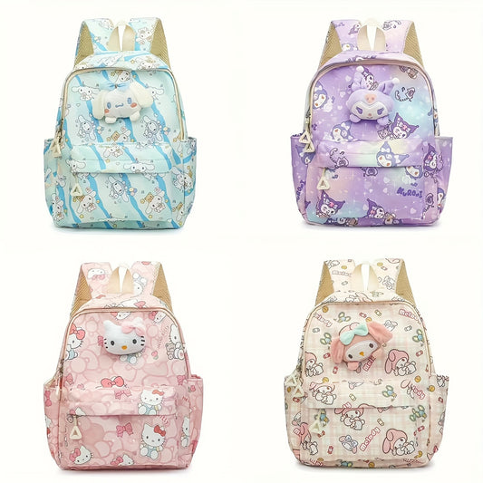 Charmer backpack featuring Sanrio's hello kitty, Kuromi & Mymelody - Cute anime daypack for women, perfect for school and travel.