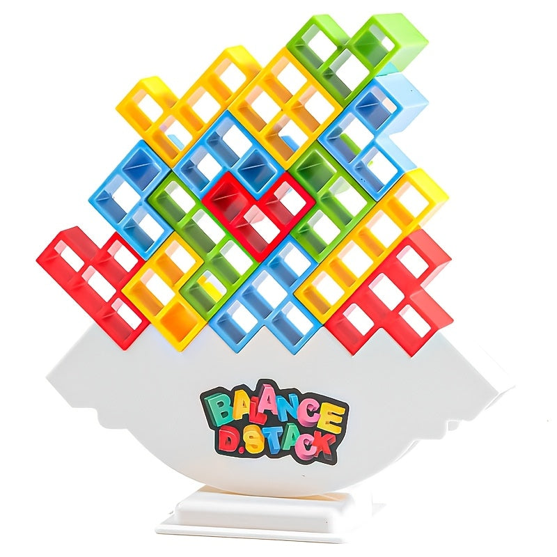 Balance blocks, interactive board games, puzzle stack toys, and table balancing games to improve concentration and compete to build the tallest tower.