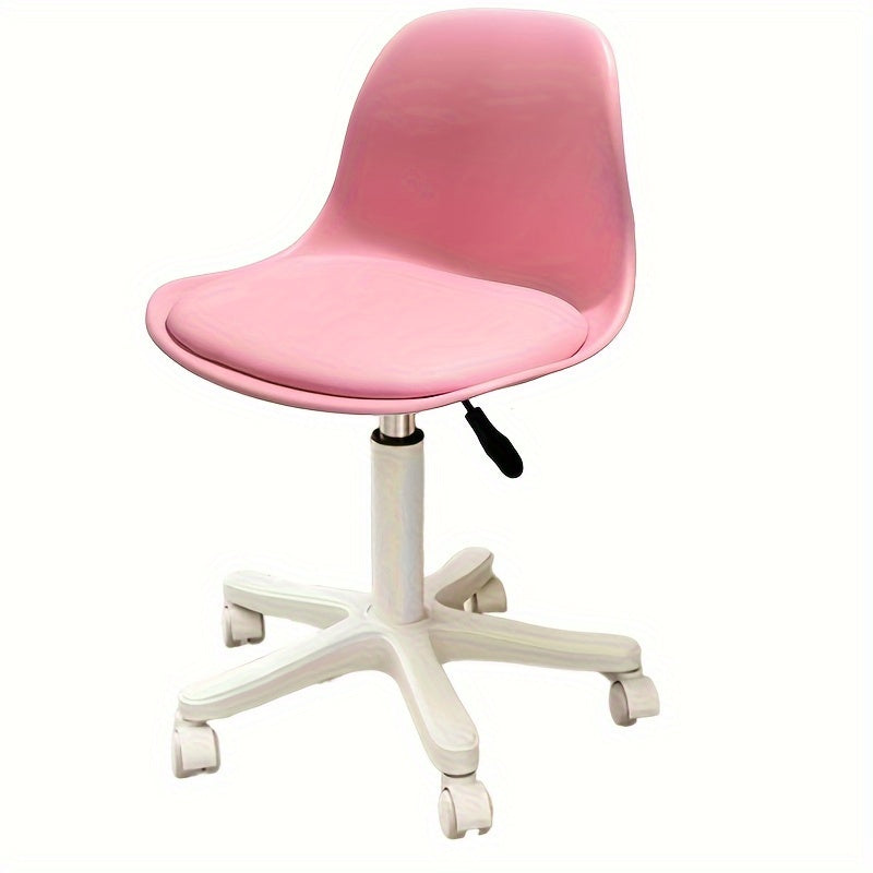 Modern task chair with adjustable height, swivel function, spindle back, sponge cushion, hardwood frame, metal base, and nylon casters. Rotating design with easy clean and no electricity