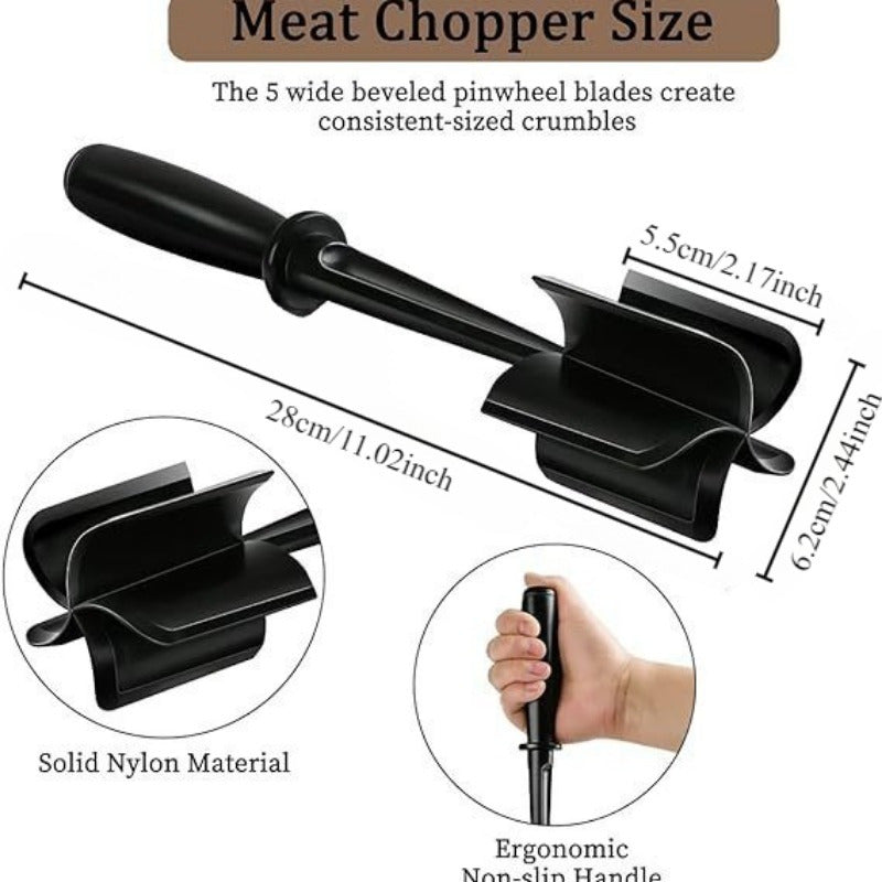 Top-quality Nylon Kitchen Scraper, Withstands Heat up to 430°F, Free of BPA, Odorless, Safe for Use with Food, Versatile Handheld Chopper and Mixer for Cooking and Meal Prep