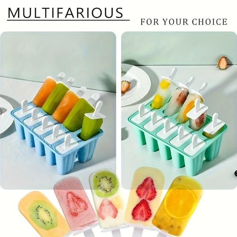 Silicone Popsicle Maker Set with 6/12 Cavities - Free of BPA, Comes with Easy Release Ice Pop Molds, Reusable Sticks, and Cleaning Brush