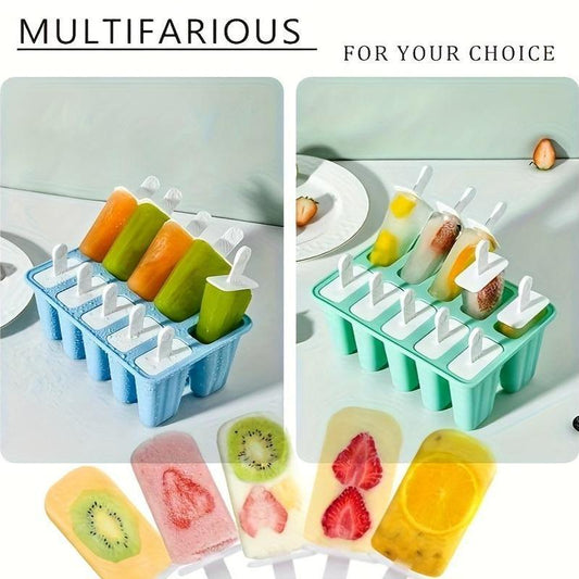 Silicone Popsicle Maker Set with 6/12 Cavities - Free of BPA, Comes with Easy Release Ice Pop Molds, Reusable Sticks, and Cleaning Brush