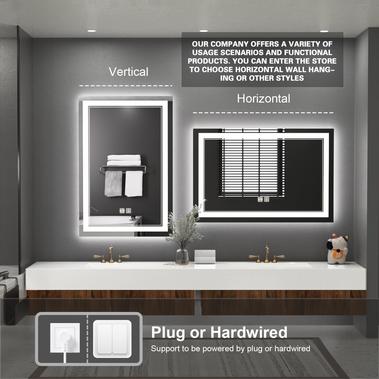 Touch-Controlled LED Bathroom Mirror with adjustable brightness, defogging feature, shatterproof design, essential for home decor.