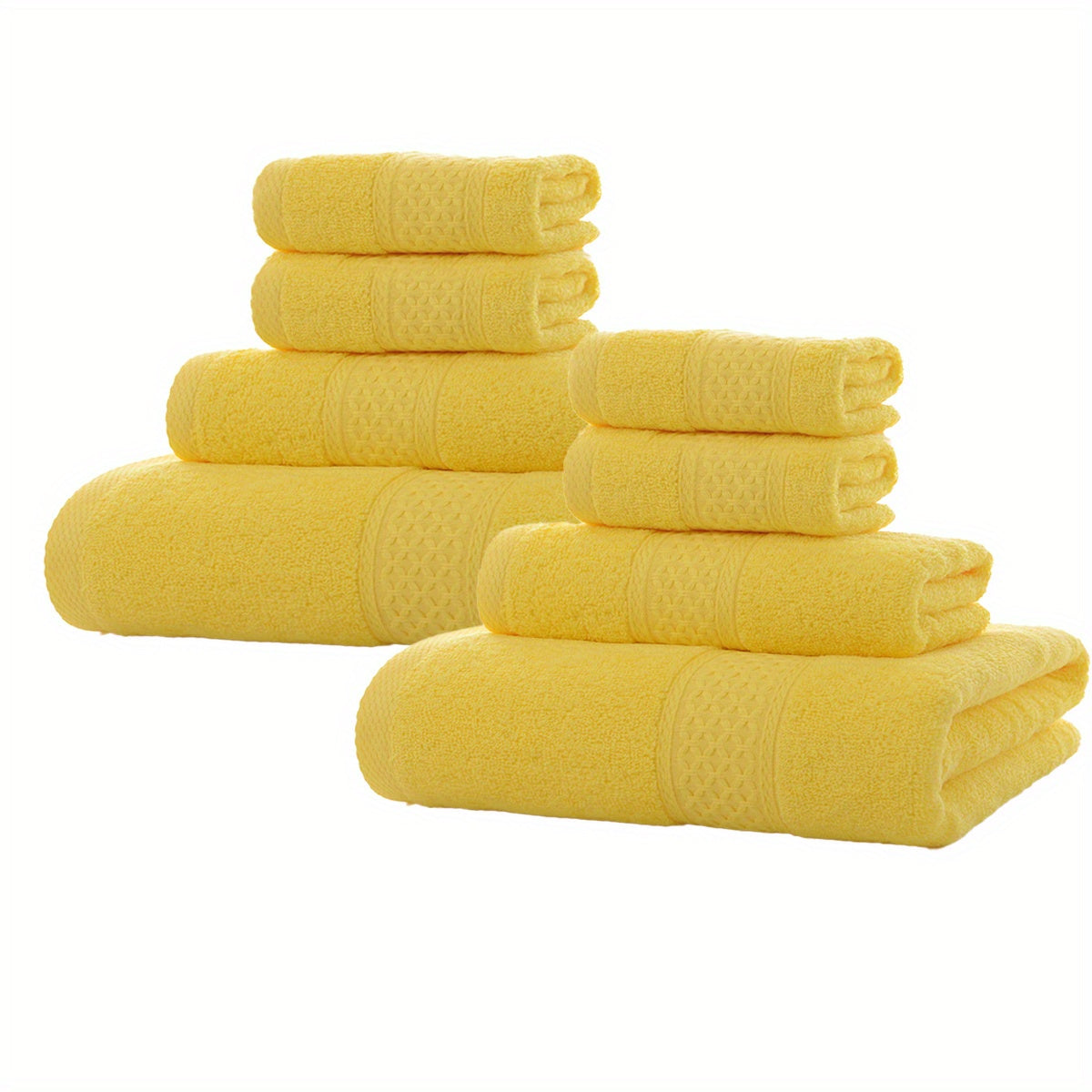 8-piece set of solid color towels, including 2 bath towels, 2 hand towels, and 4 washcloths. Soft, absorbent, and ideal for bathroom use.