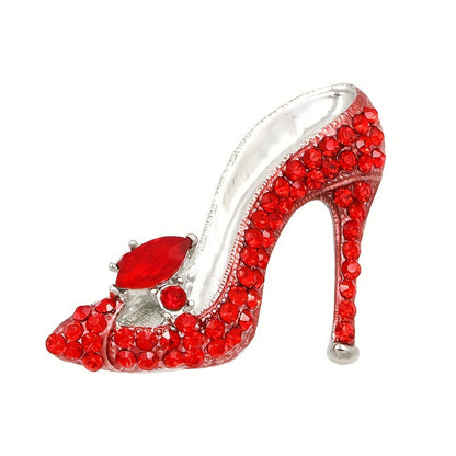 Rhinestone-studded high heel brooch pin with a sparkling finish - Adds a touch of elegance to shirts, suits, cardigans, scarves, and shawls - Ideal for parties and banquets - A fantastic gift idea for women.