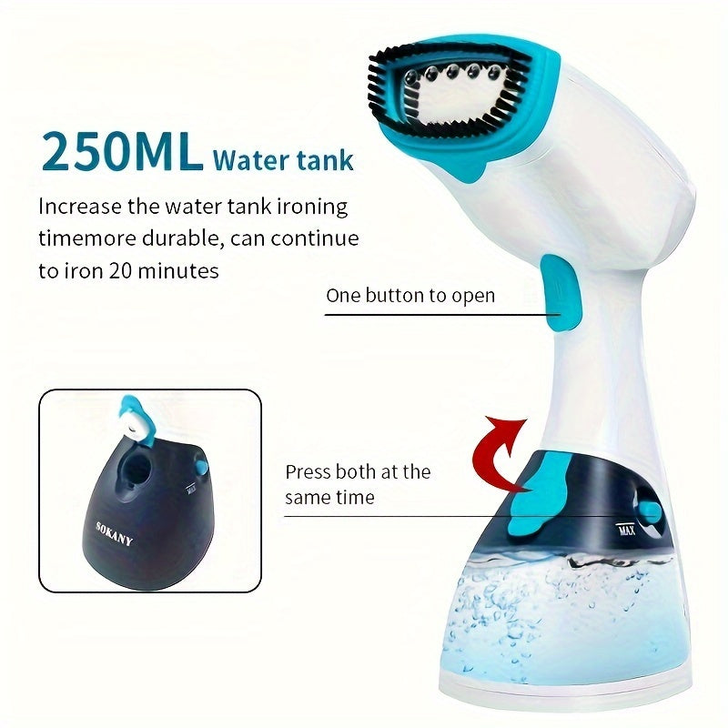 Portable Fabric Steamer with Detachable Water Tank, Quick Wrinkle Removal, Ideal for Travel and Home Use - Handheld Steam Iron with Mini Electric Iron for Simple Operation and Deep Penetration