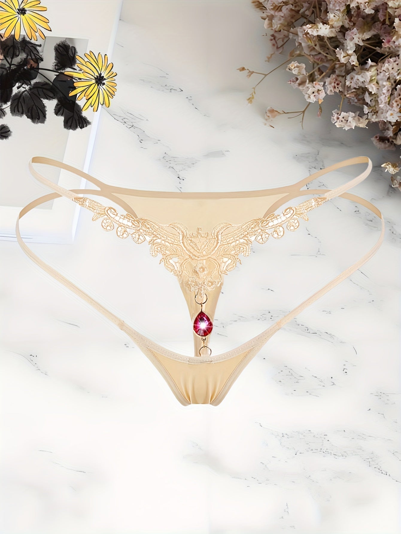 High-end rhinestone thong for girls.