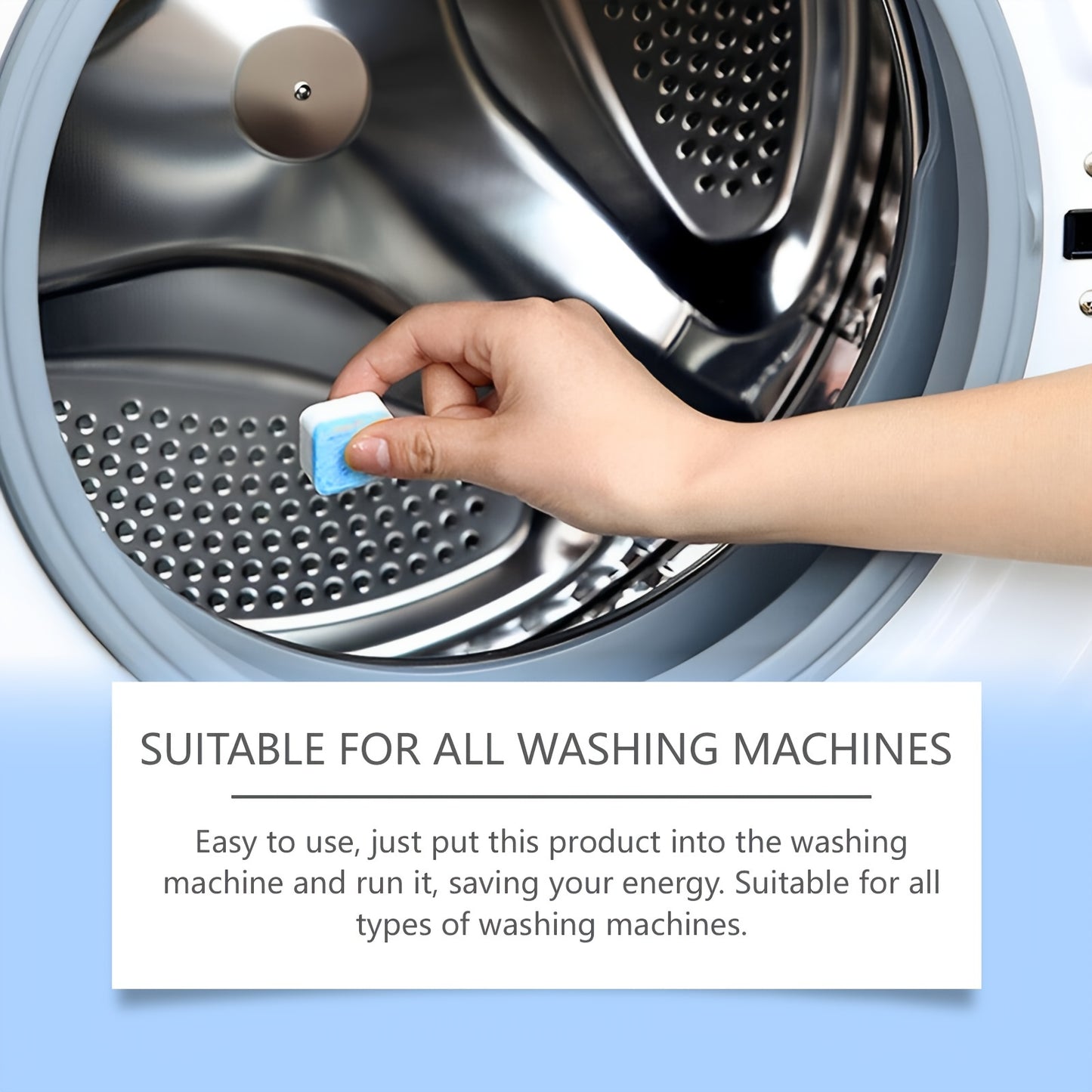 4 tablets for washing machine maintenance: removes dirt, freshens, and deodorizes for clean laundry.