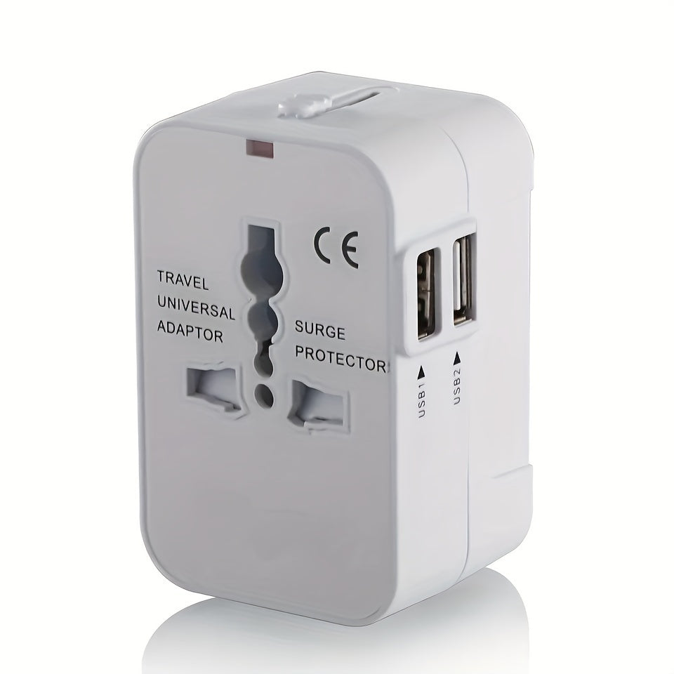 Travel adapter with two USB charging ports