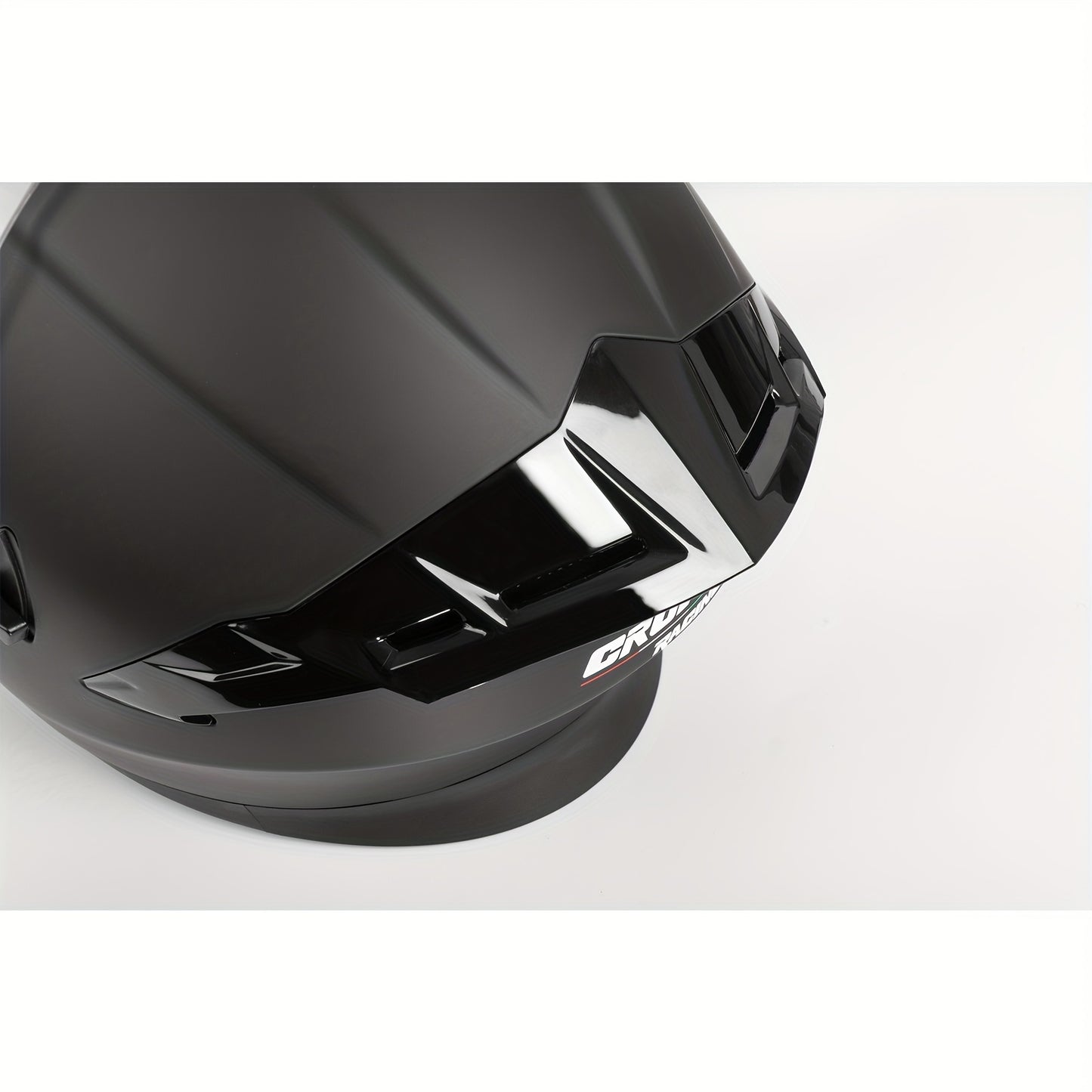 Black Open Face Crownracing Modular Motorcycle Helmet with Dual Flip-Up Visors