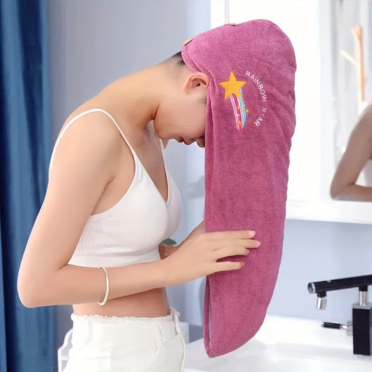 Women's soft microfiber towel shower cap for quick drying and daily use.