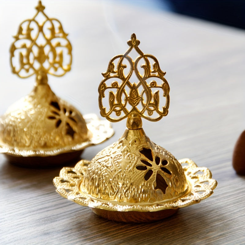 Golden Incense Burner - Perfect for home decor or as a gift for holidays, birthdays, or Eid Al-Adha. Suitable for men and women.