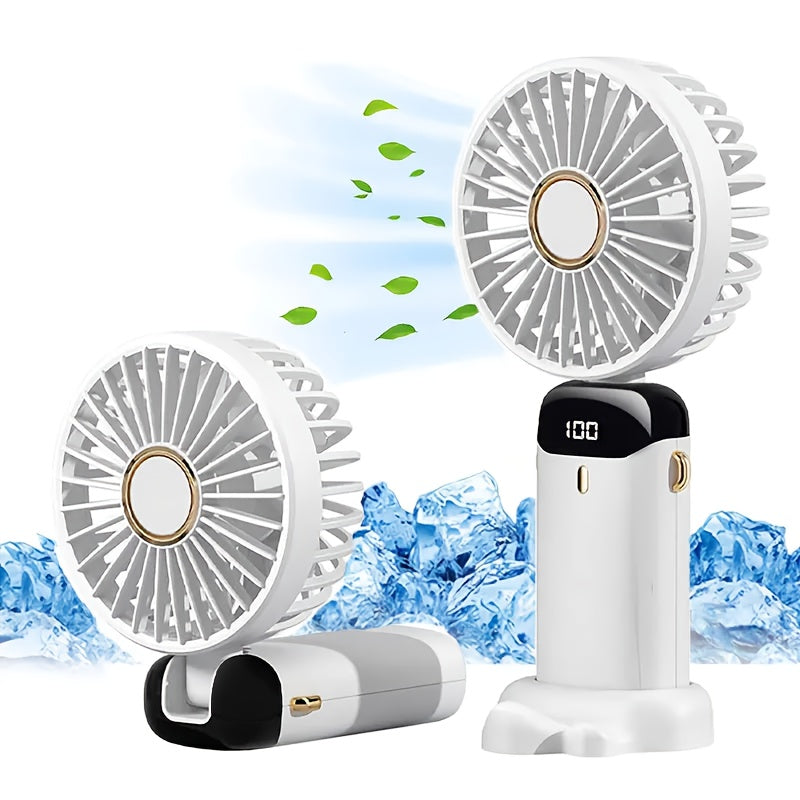 Compact USB Mini Fan with 5 Speeds and Battery Indicator - Great for Work, School, and Outdoor Adventures