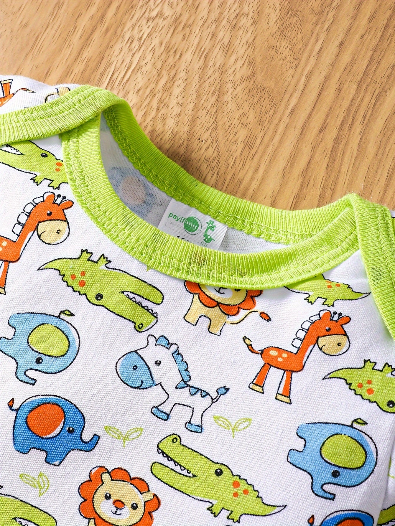 5pcs Baby Boy Cotton Romper Set featuring Cute Animal Patterns & Stripes. Machine washable, Summer-Ready with Round Neckline, Vibrant Colors. Perfect for outdoor activities.