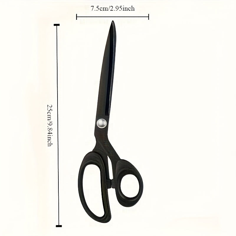 1pc Durable Stainless Steel Large Scissors with Sharp Black Multi-Layer Fabric Cutting Shears for Home, Office, Artists, and Tailoring. Ergonomic Grip and Stainless Steel Blades. Great for