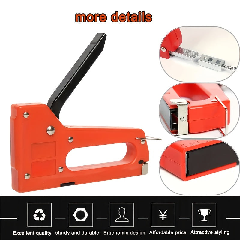 Essential 3-in-1 manual staple gun with durable plastic staples for home use, staples not included.