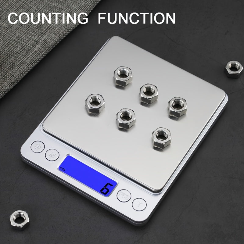 1pc Precision Digital Kitchen Scale with 0.01g Accuracy, LCD Display, Stainless Steel Base, Food-Safe Plastic, No Battery Included. Ideal for Food, Diet, and Postal Weighing. Durable and