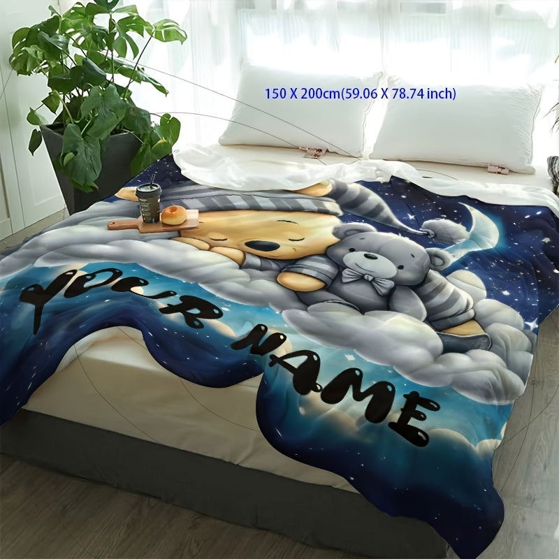 Customize your own digital print flannel throw blanket - Perfectly cozy and hypoallergenic for all seasons. Great for bed, sofa, or travel. Features a modern knitted design and optional custom name. The perfect gift for birthdays and holidays.