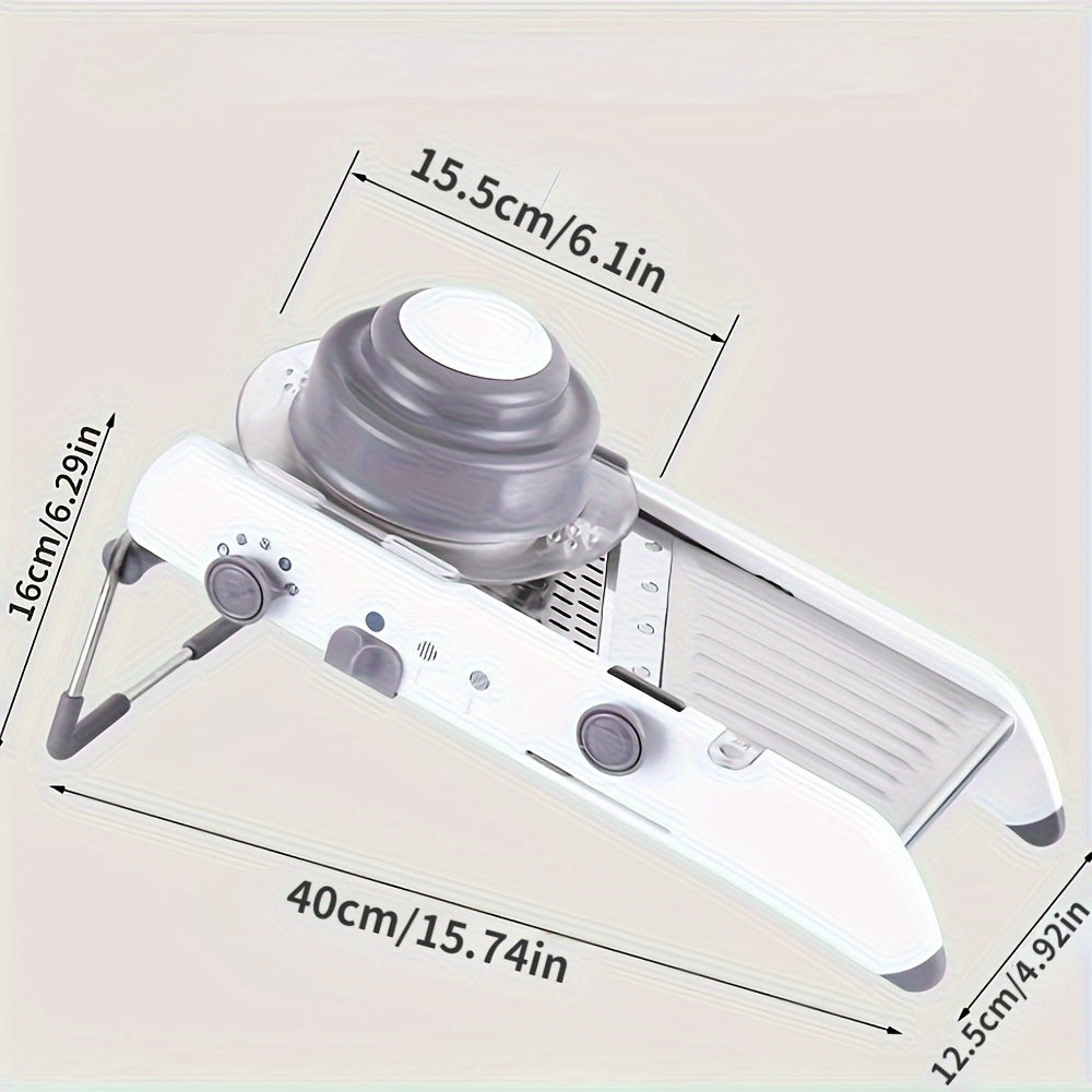 Versatile Food Preparation Accessory: Manual Mandoline Slicer with Stainless Steel Blades and PC Body for Slicing, Dicing, and Chopping Various Vegetables in the Kitchen