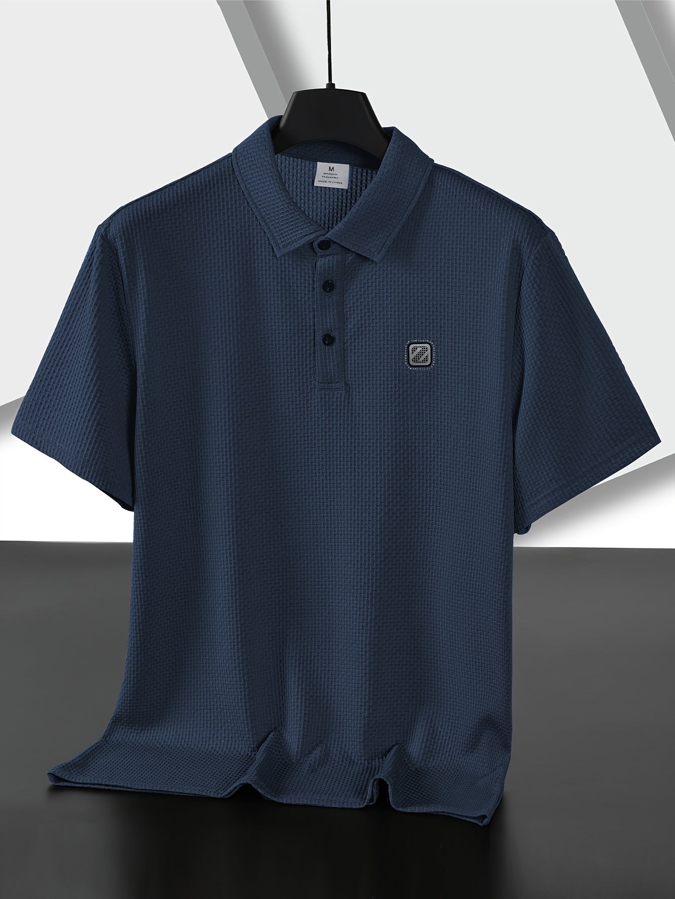 Solid men's golf shirt with casual short sleeves and lapel, perfect for outdoor activities.