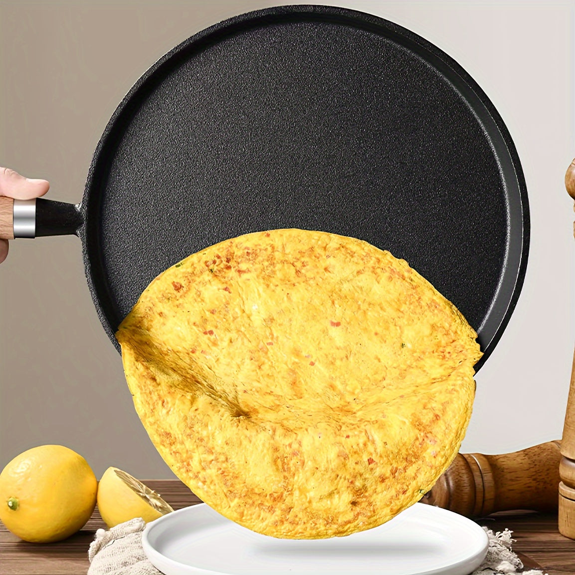 Versatile Cookware for Home and Restaurant Use: 1pc Cast Iron Skillet - Non-Stick Frying Pan Perfect for Steak, Pancakes, Dumplings, and More | Food-Safe and Durable