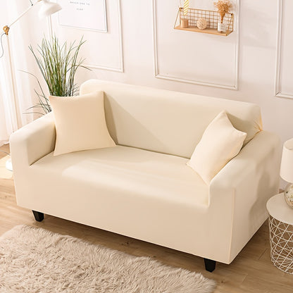 Modern sofa cover with non-slip elastic band, machine washable, made of 95% polyester and 5% spandex. Compatible with various sofa sizes, no printing, stitched craftsmanship, fabric weight of 100-120 g/m².