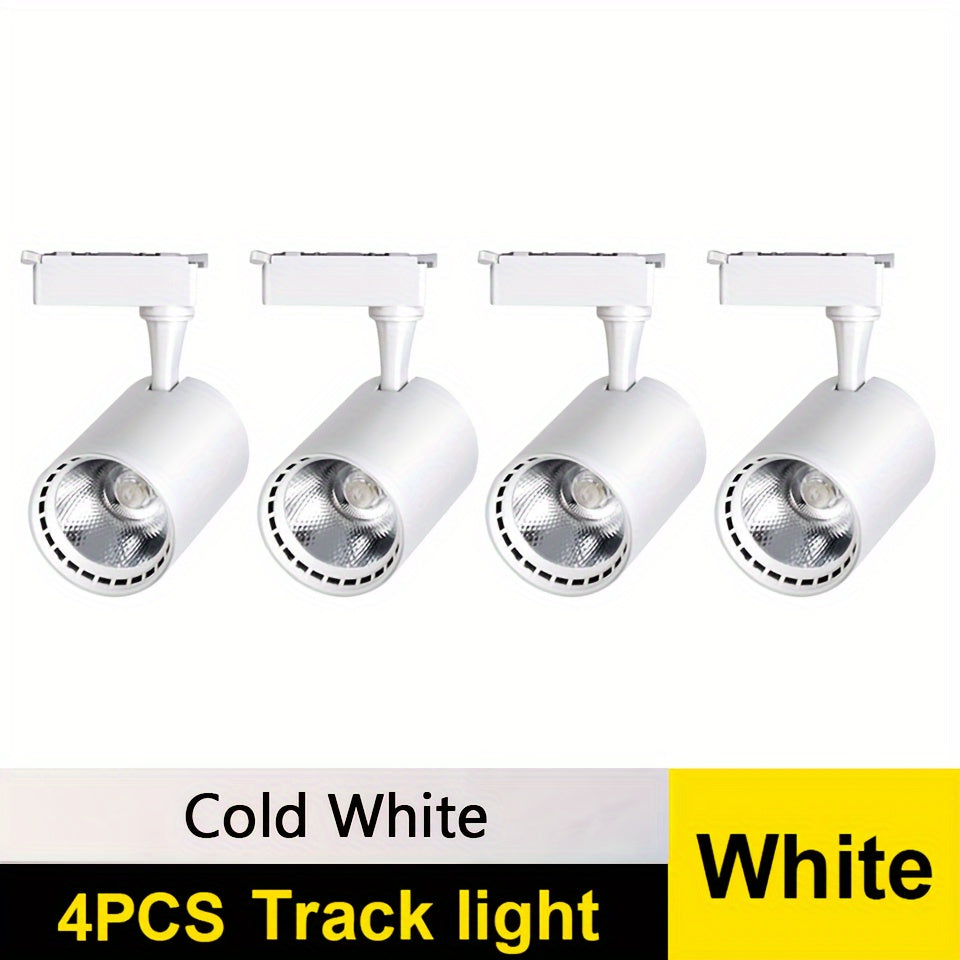 4-piece set of LED track lights in 12W, 20W, 30W, and 40W for store and home use.