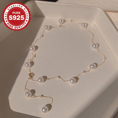 This S925 silver necklace features a single piece of pearl that can be styled in four different ways, making it perfect for banquets and weddings. With its noble and elegant design, this luxurious piece makes a high-end gift for Thanksgiving and