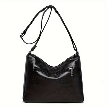 Large capacity crossbody purse with zipper closure for women's fashion.