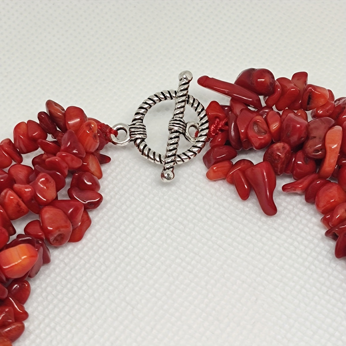 Exquisite Multi-Strand Necklace made of Natural Red Coral Chip Beads for Women - Perfect for Christmas Weddings and Parties, No Plating, High-End Jewelry