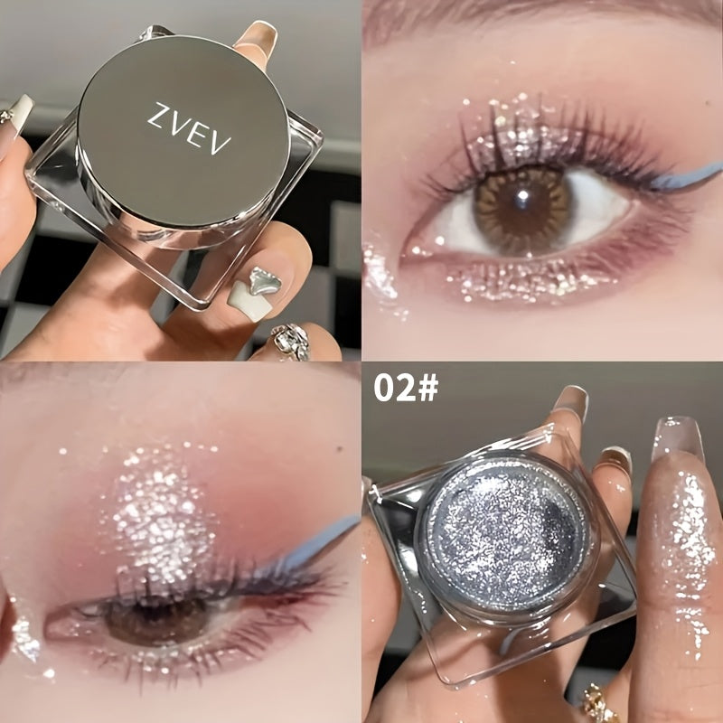 ZVEV Sparkling Gel Eyeshadow with shimmering glitter & metallic finishes in Black, Golden, and Silvery. Ideal for dazzling stage looks and makes a great gift for Valentine's, Autumn