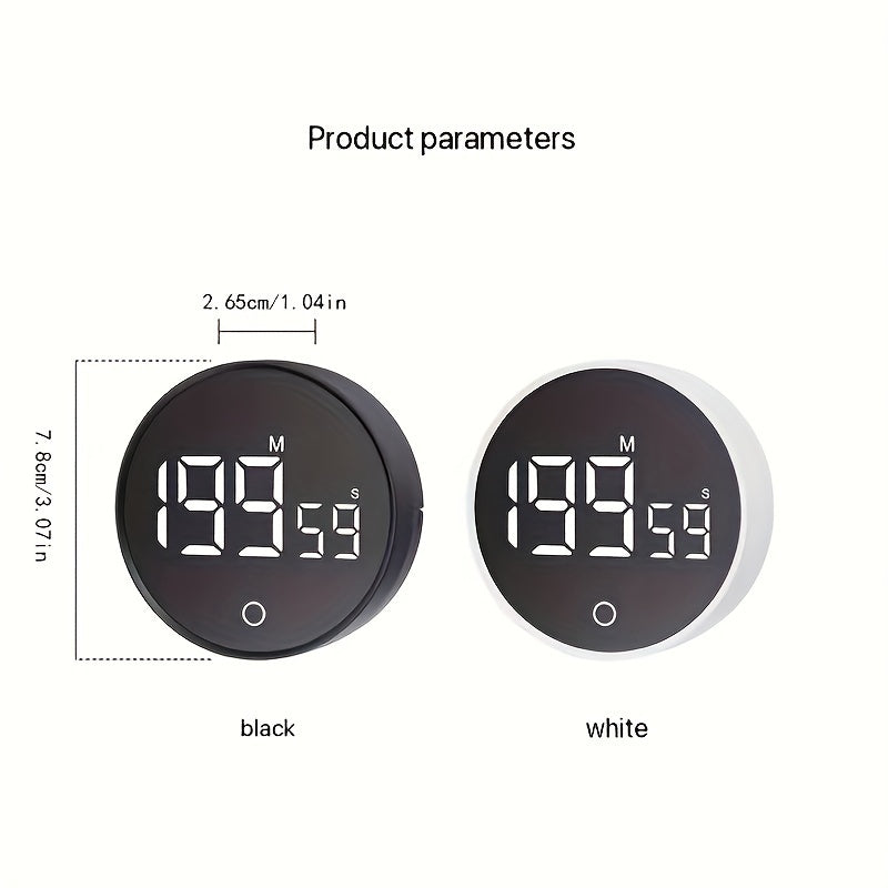 Whisper Quiet LED Kitchen Timer - Swiveling, Battery-Operated (AAA), Ideal for Cooking & Beauty Regimens