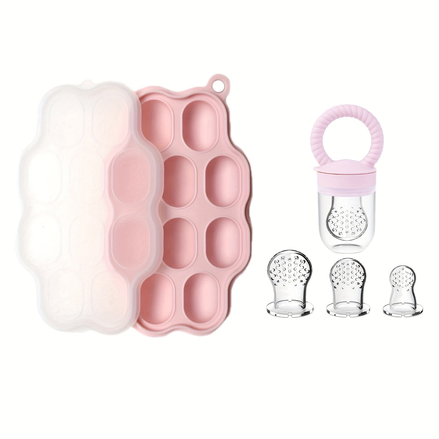 Set of 5 Pieces: Silicone Food Storage Box and Fruit and Vegetable Puree Making Feeder Combination Set