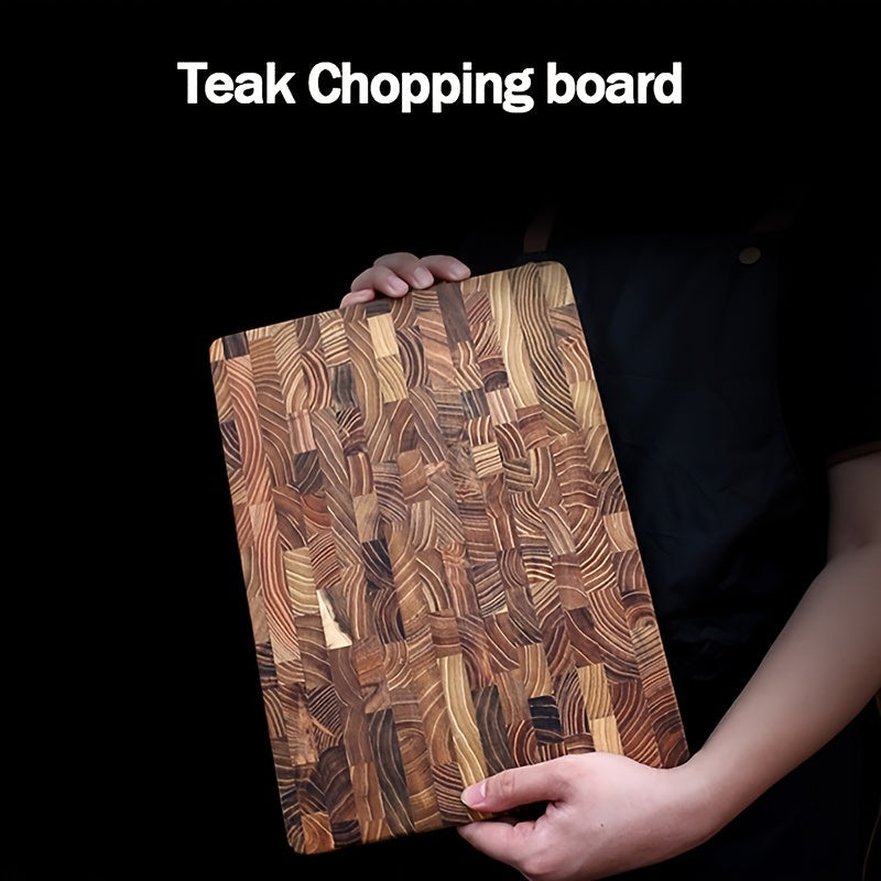 Rectangular Cutting Board made from Solid Teak Wood, Ideal for Kitchen Use. Features High-Quality Wood Core, Food-Safe, and Creative Splicing Design. Perfect for Holiday Entertaining, including Christmas, Halloween, Easter, Hanukkah, and Thanksgiving.