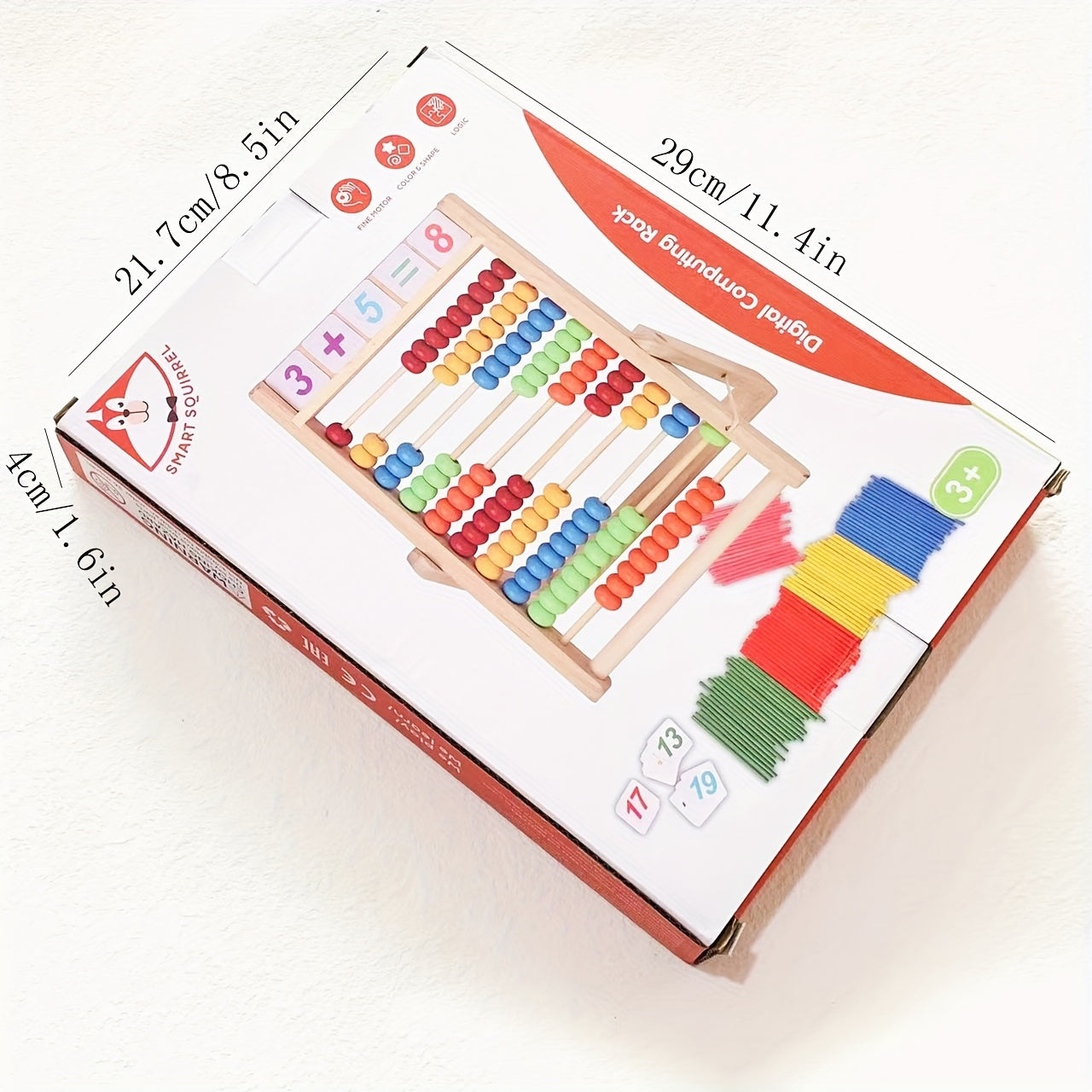 Children's Wooden Abacus Stand for Elementary School Mathematics - 10 Levels, Teaching Aid for Abacus Addition and Subtraction Arithmetic