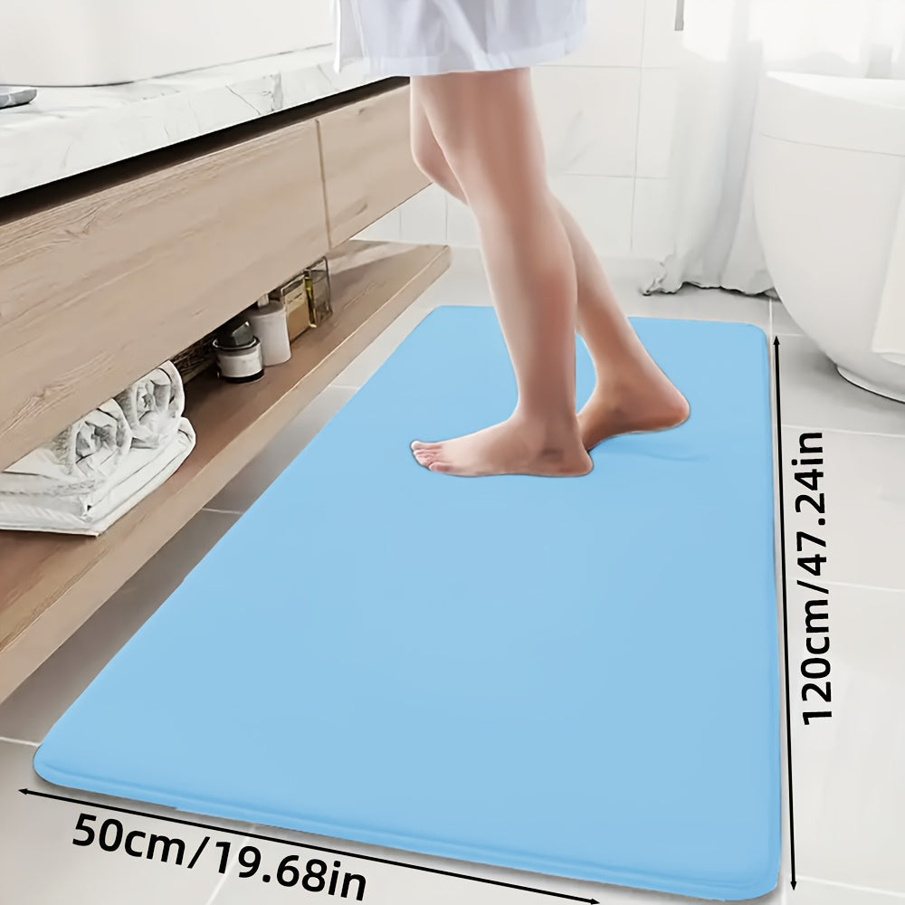 Soft and durable polyester bathroom mat with geometric design, ideal for shower, bathtub, bedroom, and living room. Versatile and non-slip, it is highly absorbent and machine washable.