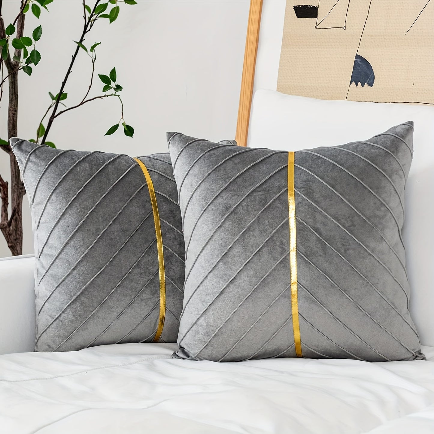 Soft golden velvet throw pillowcases, perfect for sofa, living room, bedroom, car, and yard decor. Pillow insert not included.