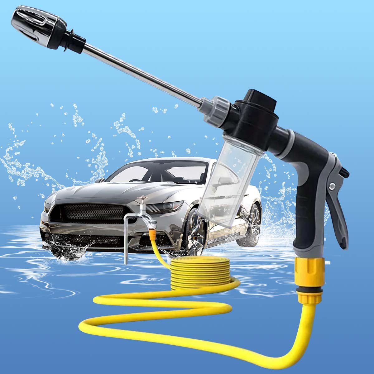 HOTU High Pressure Car Wash Water Gun with Plated Copper Tip and Quick Connect Adapter for Cleaning Tools. Power Mode: Uncharged. Material: Plastic. Battery: Not included.