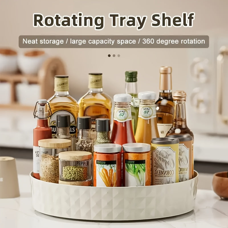 Spinning Spice Rack Organizer with 360 Degree Rotation, Maximized Kitchen Storage, Spacious Plastic Tray, Easy Access Open-Storage System, Ready to Use, Eco-Friendly Design, Perfect for Home Organization.