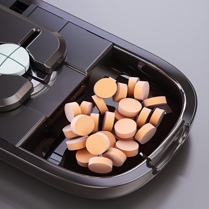 E-chu Pill Cutter: Portable medication dispenser for accurate splitting and organizing tablets.