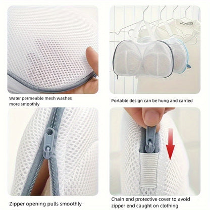 Sturdy Mesh Bra Wash Bag with Handle & Zipper - Protects and organizes lingerie during laundry.