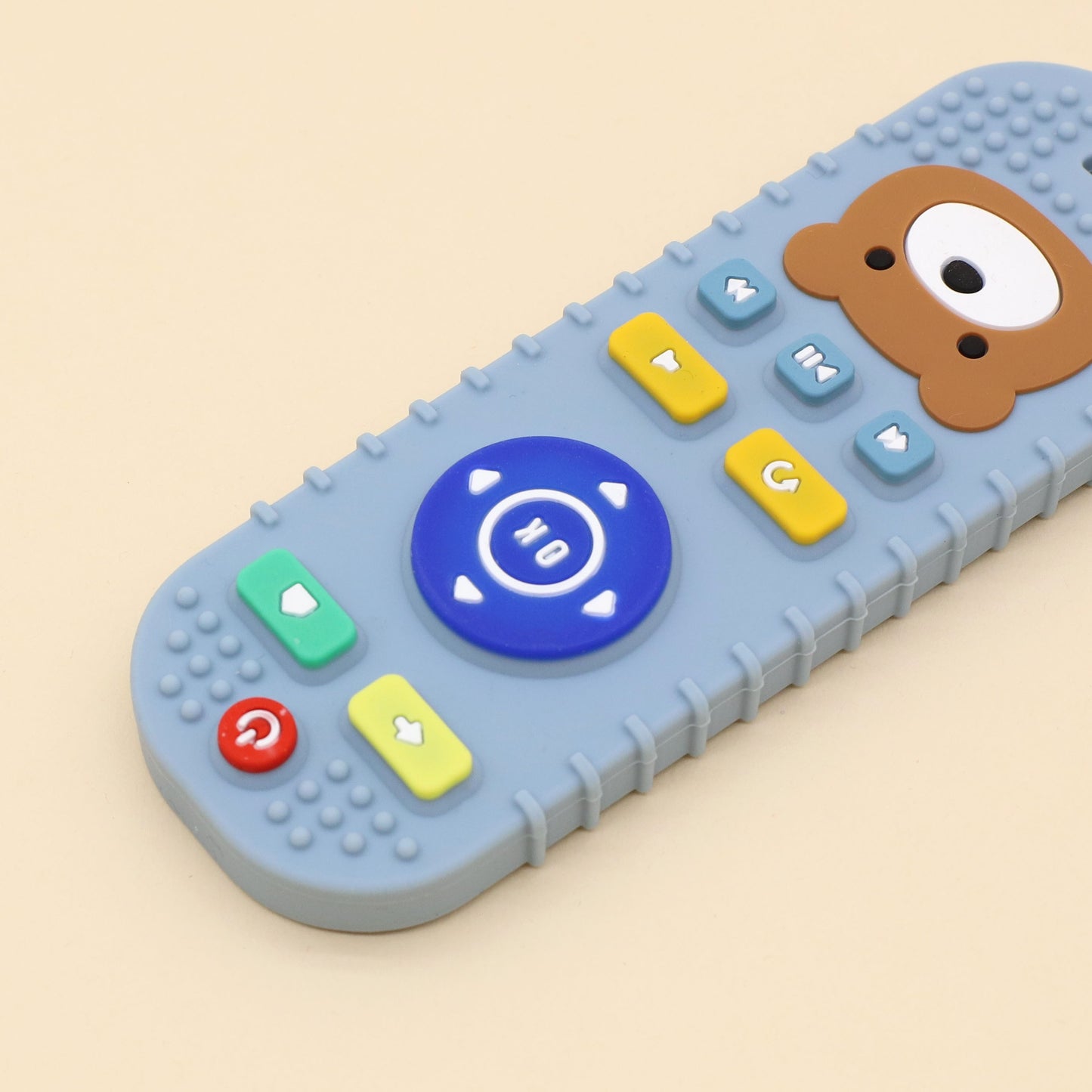 Simulated remote control teether toy made of food-grade silicone.