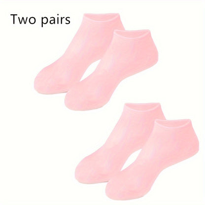 Silicone gloves and socks for soft, fragrance-free hand and foot care.