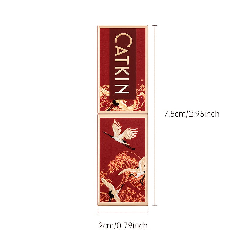 CATKIN Red Carving Matte Lipstick with Waterproof Long-Lasting Satin Finish for Smooth Red and Nude Lips.